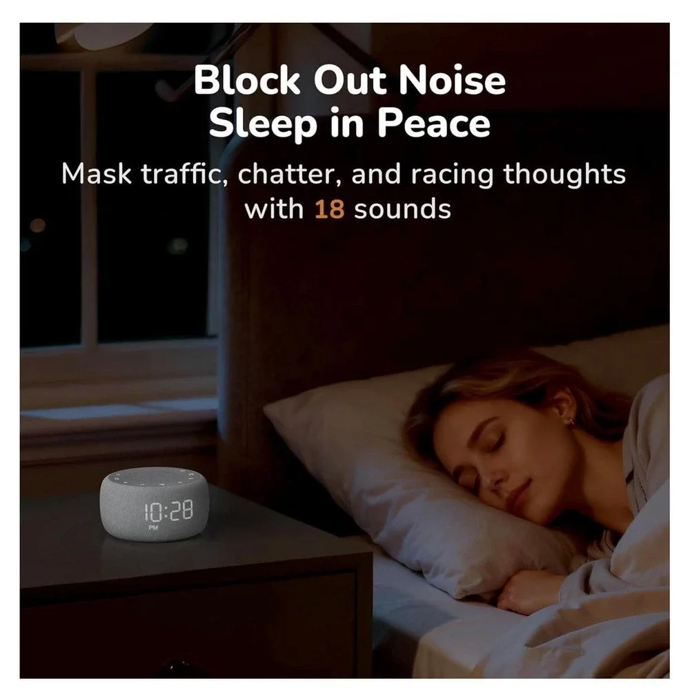 Buffbee Alarm Clock With Sound Machine For Bedroom